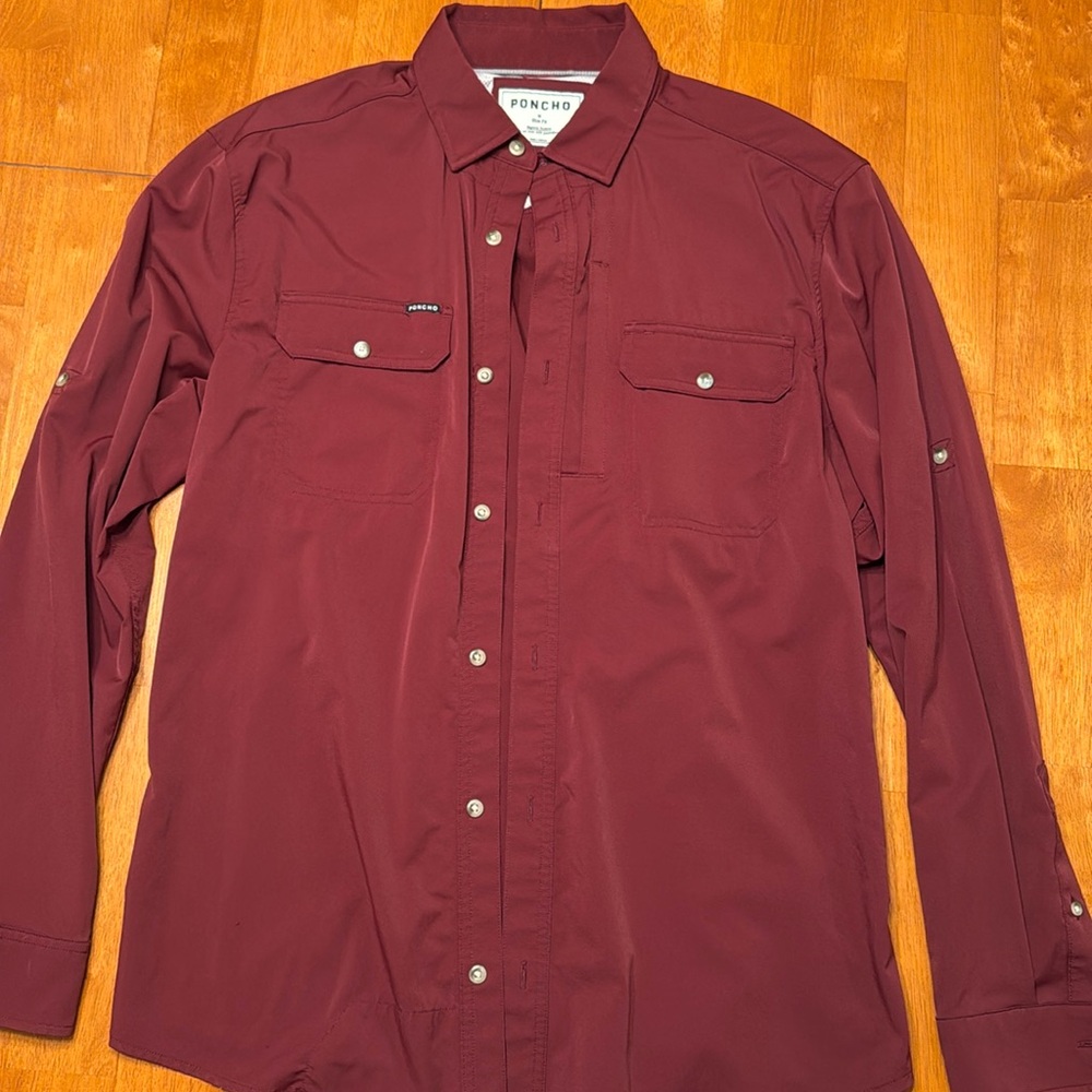Poncho Long Sleeve Burgundy Shirt M Slim Fit
Like New